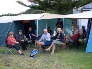 group at BBQ, Rear Left to Right Jude Barnes, Ted ZL2IP, Dennis ZL2ME, Stephen ZL2LM, Ian ZL2IH, Front Graeme ZL2APV, Ngaire ZL2UJT, Frank ZL2BR,Bruce ZL3BN, Mike ZL2TUR